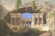 Karl friedrich schinkel The Portico of the Queen of the Night-s Palace,decor for Mozart-s opera Die Zauberflote oil painting on canvas